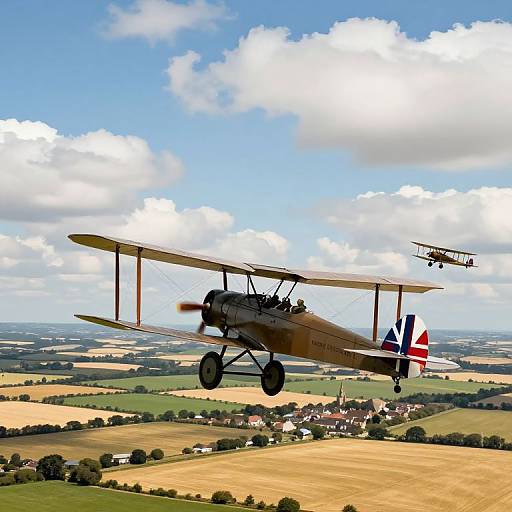 Epic WW1 Biplane Dogfight Over Countryside