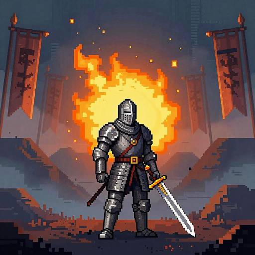 Pixel Art Medieval Knight Battle