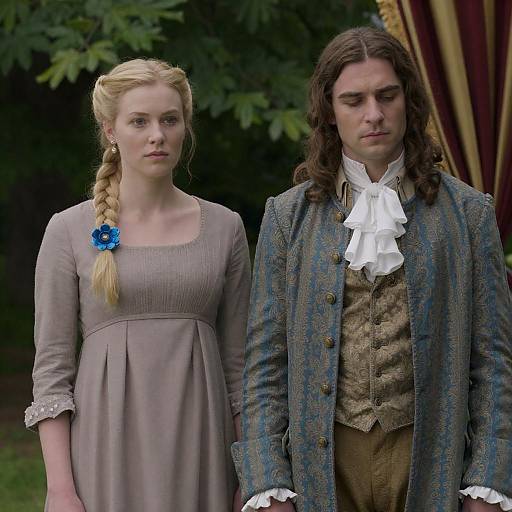 Historic Portrait of Two Elegantly Dressed Figures