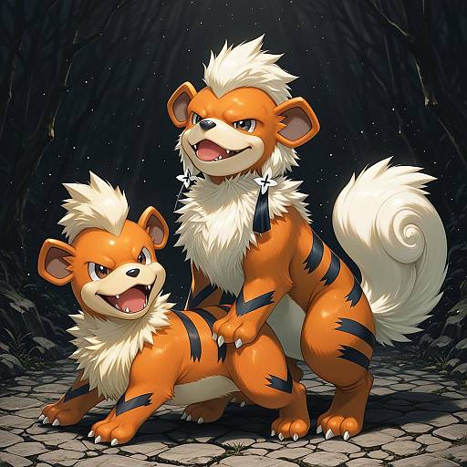Illustration of Growlithe, pokemon in the style of Kabocha (monkey4)