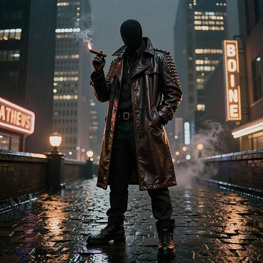 Noir Vulture on Neon Rooftop