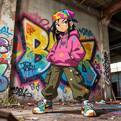 Funky Asian Female Graffiti Antihero