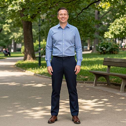 Smiling Man in Sunlit Park