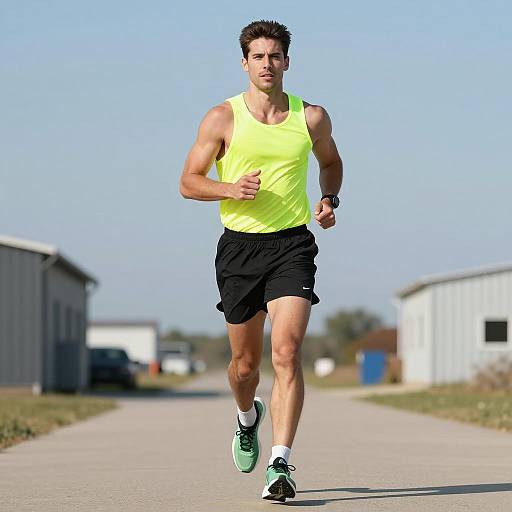 Man Running Outdoors in Athletic Wear