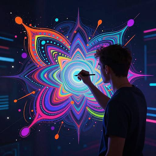 Neon Cyberpunk Abstract Digital Art