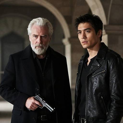 Dramatic Portrait of Two Men in Shadows