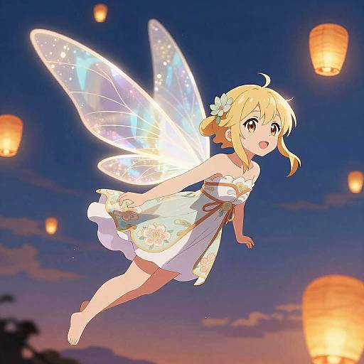 Luminous Fairy Girl in Flight