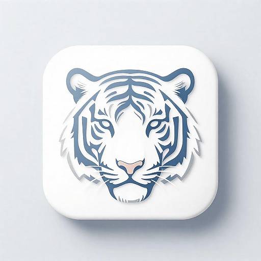Icy Blue Minimalist White Tiger Icon
