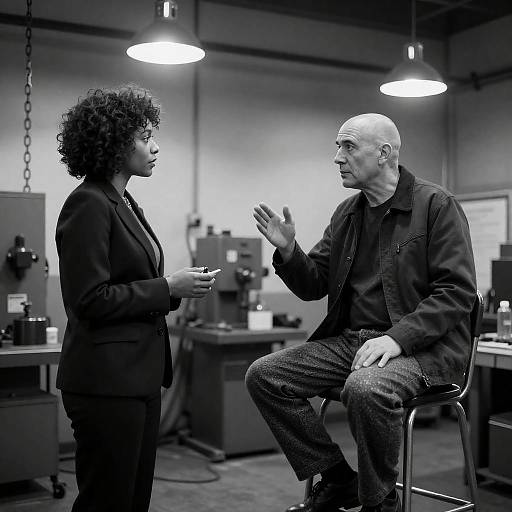 Black-and-White Industrial Workshop Discussion