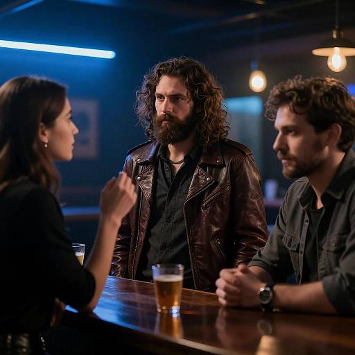 Dim Blue Neon Bar Conversation