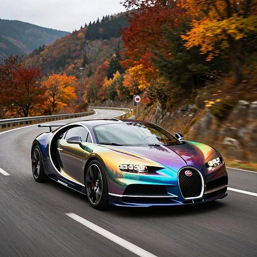 Rainbow Bugatti on Autumn Mountain Road