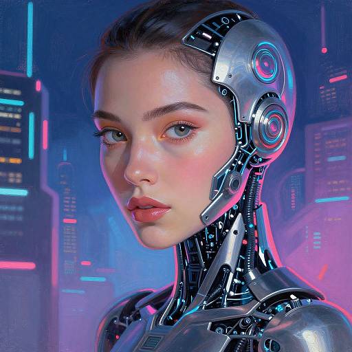 Futuristic AI Woman Cyberpunk Portrait