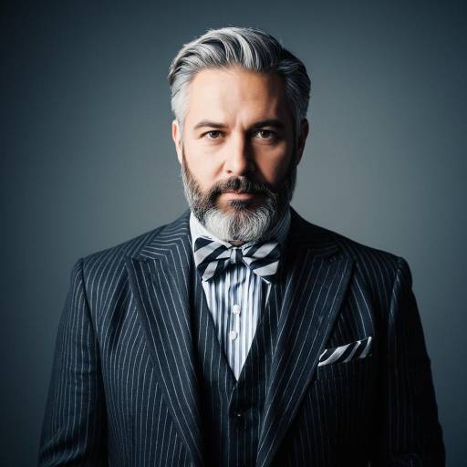 Mature Man in Striped Formal Wear with Bow Tie
