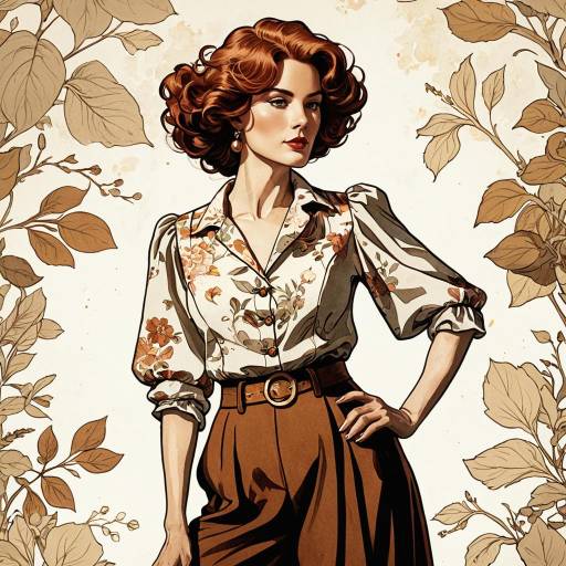 Vintage Style Woman with Auburn Curls