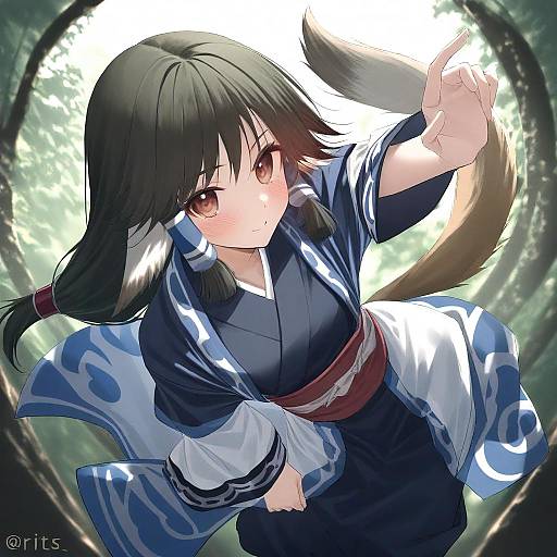 Illustration of Aruruu, utawarerumono in the style of Kawai ritsu (rits meg)