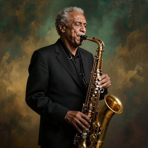 Regal Elderly Jazz Saxophonist Portrait