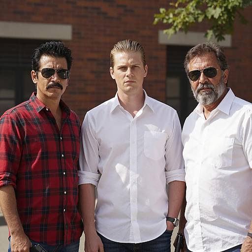 Three Men Outdoors with Distinct Styles