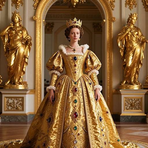 Regal Woman in Opulent Renaissance Gown