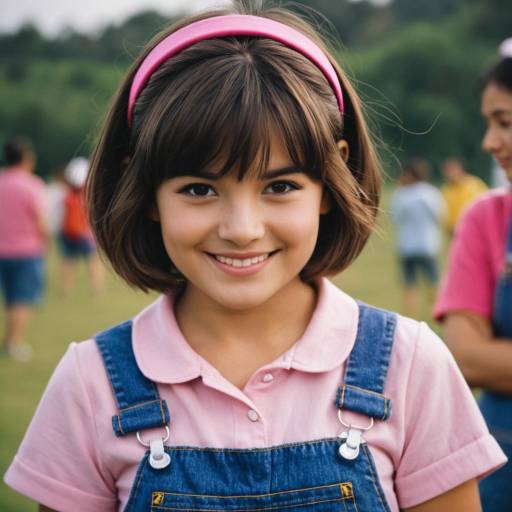 Smiling Girl in Dora Fancy Dress Costume