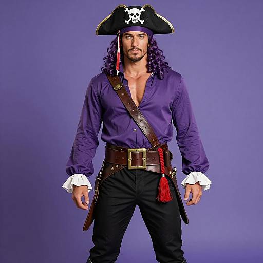 Man in Purple Pirate Costume
