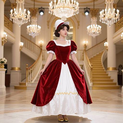 Realistic Cinderella in Red Ballgown