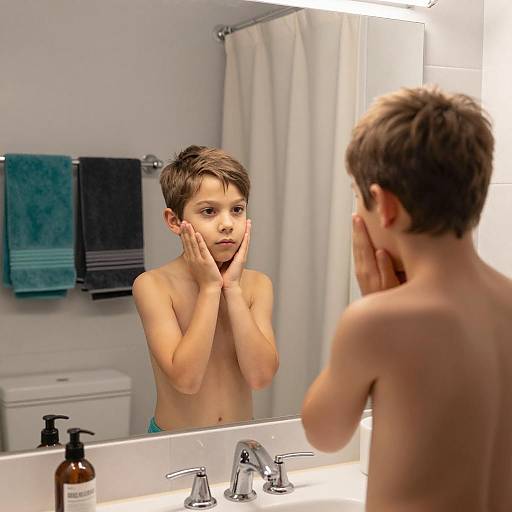 Reflective Moment in a Bathroom