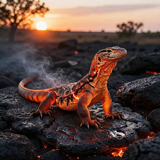 Glowing Ember Monitor Lizard Scene