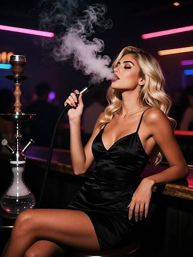 Glamorous Shisha Nightlife Portrait Scene