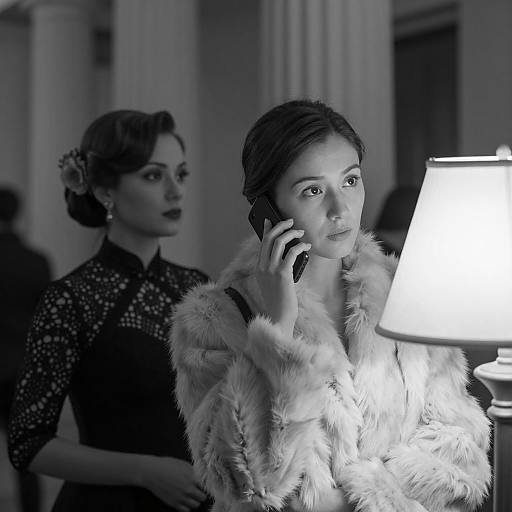 Elegant Black and White Portrait of Two Women
