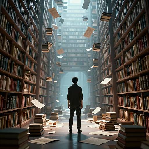 Cyberpunk Surreal 3D Library Scene
