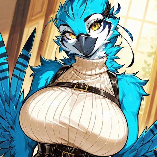 Stylized Blue Jay Girl Portrait