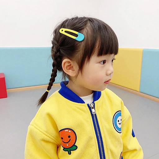 Child Model with Micro Bangs Style