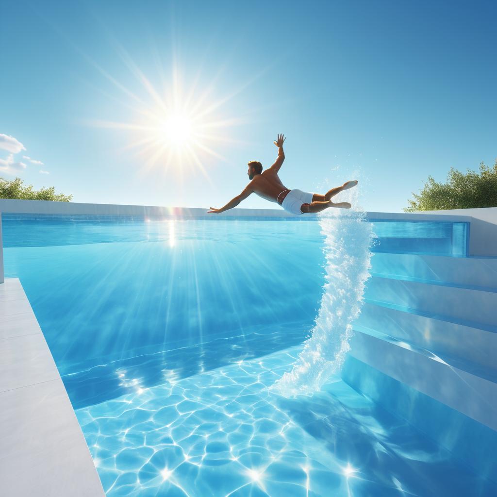 Stunning Dive into a Crystal-Clear Pool