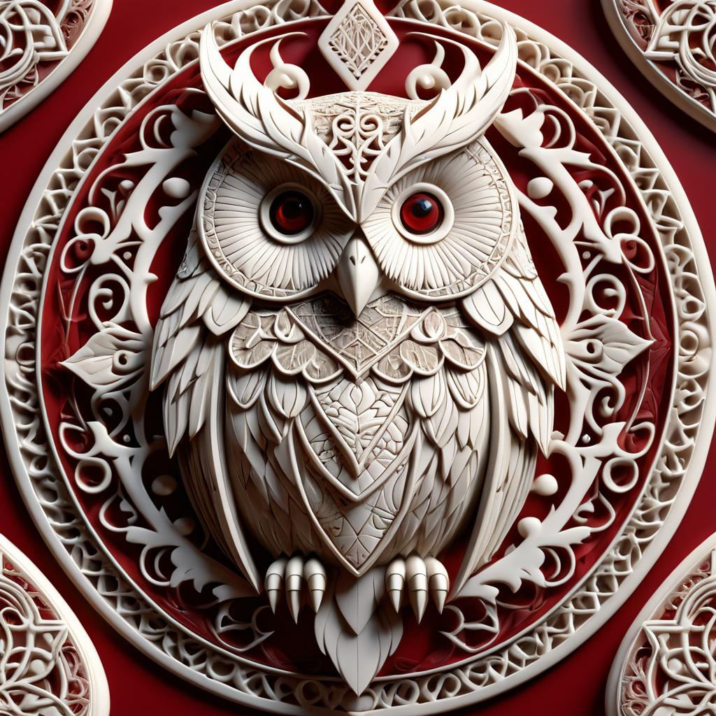 Gothic Owl with Ornate Carvings in 3D