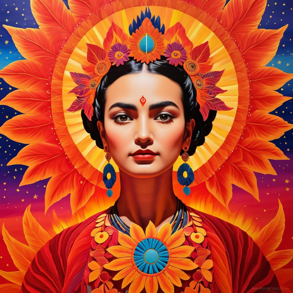 Frida Kahlo-Inspired Celestial Phoenix Artwork