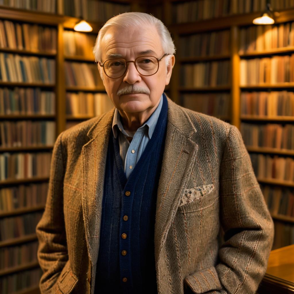 Elderly Man in Tweed Jacket Portrait