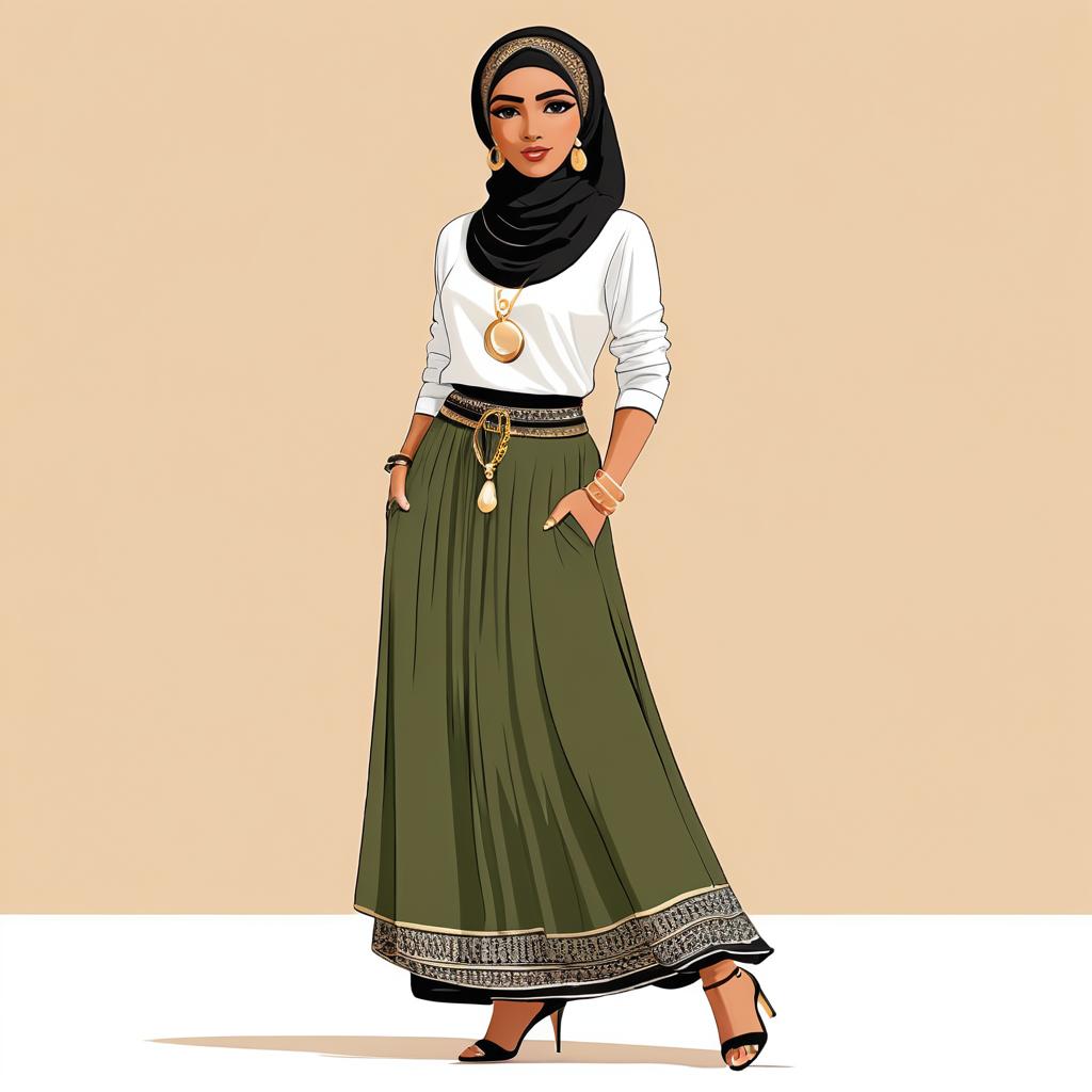 Stylish Middle-Eastern Woman Cartoon Illustration