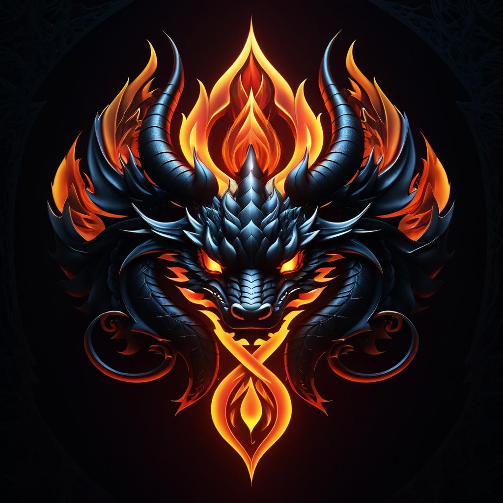 Symmetrical Dragon Logo with Warm Lighting