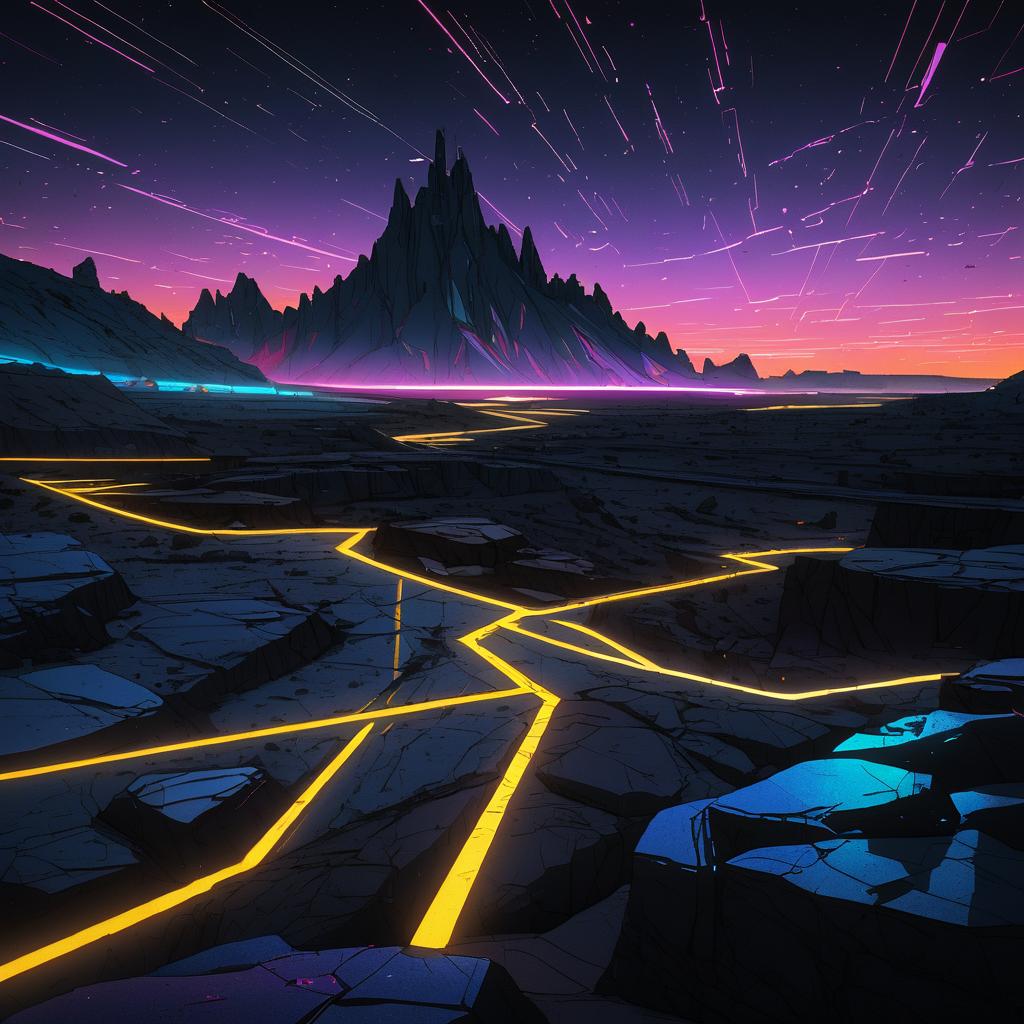 Twilight Cyberpunk Badlands with Neon Lights