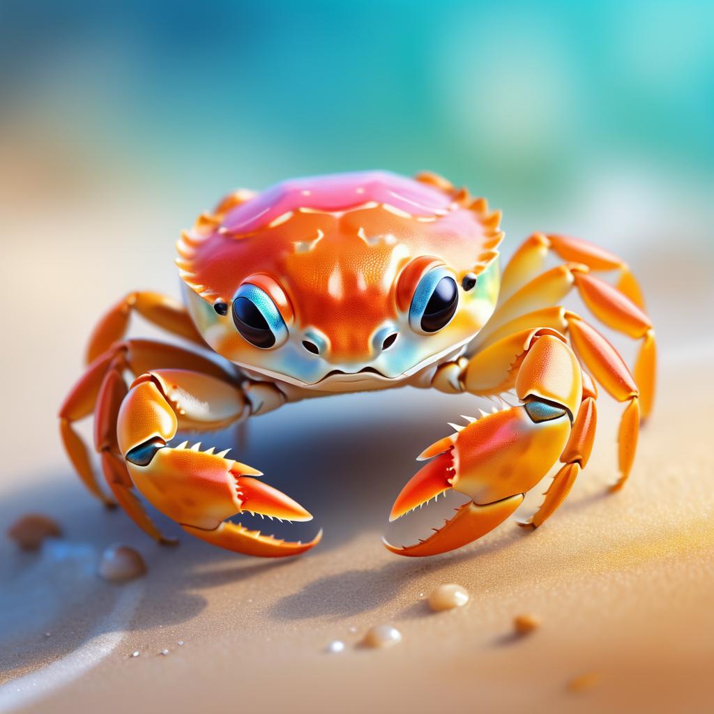 Vibrant Digital Painting of Baby Crab