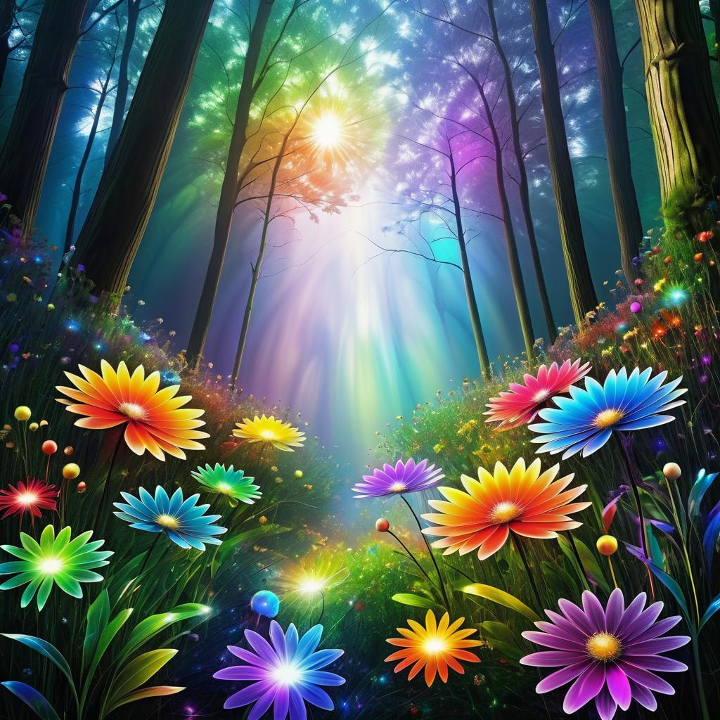 Enchanted Woodland with Fractal Wildflowers