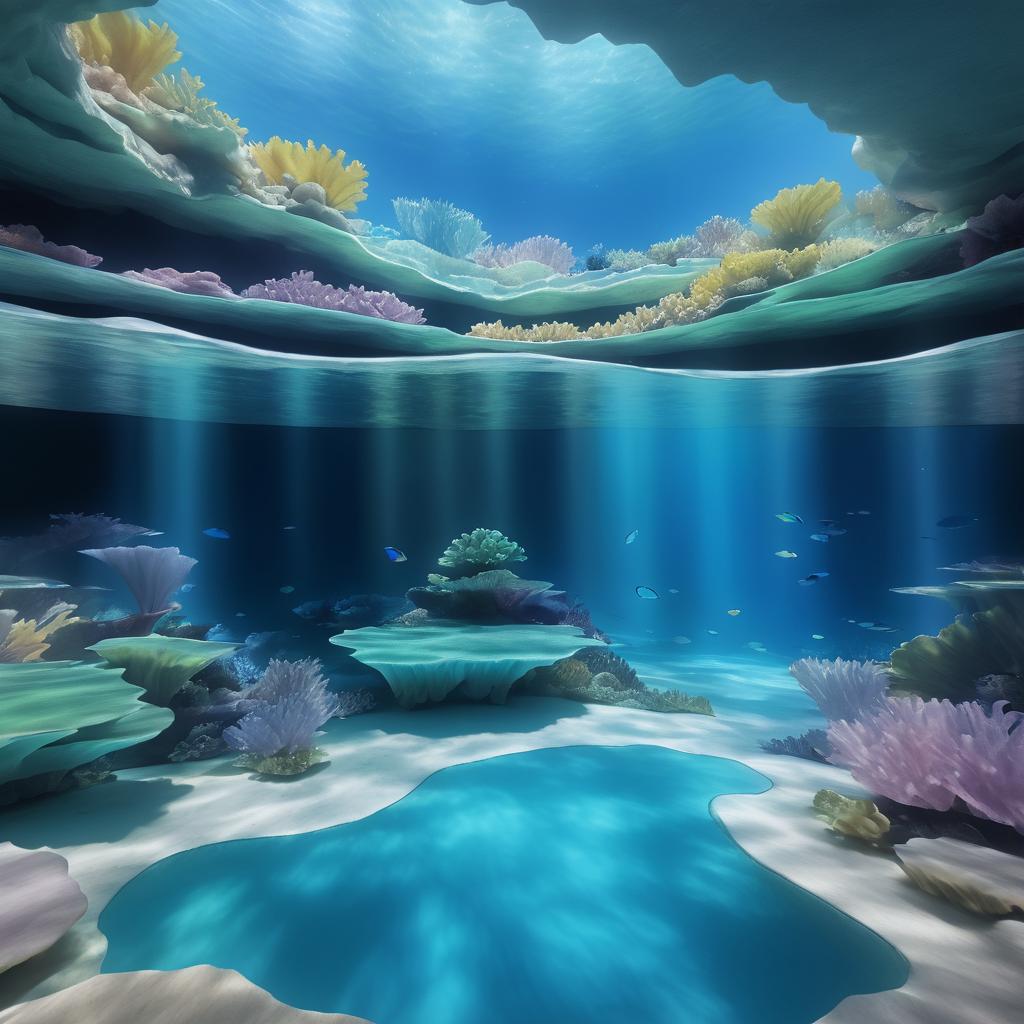 Serene Underwater Cave with Moonpool View