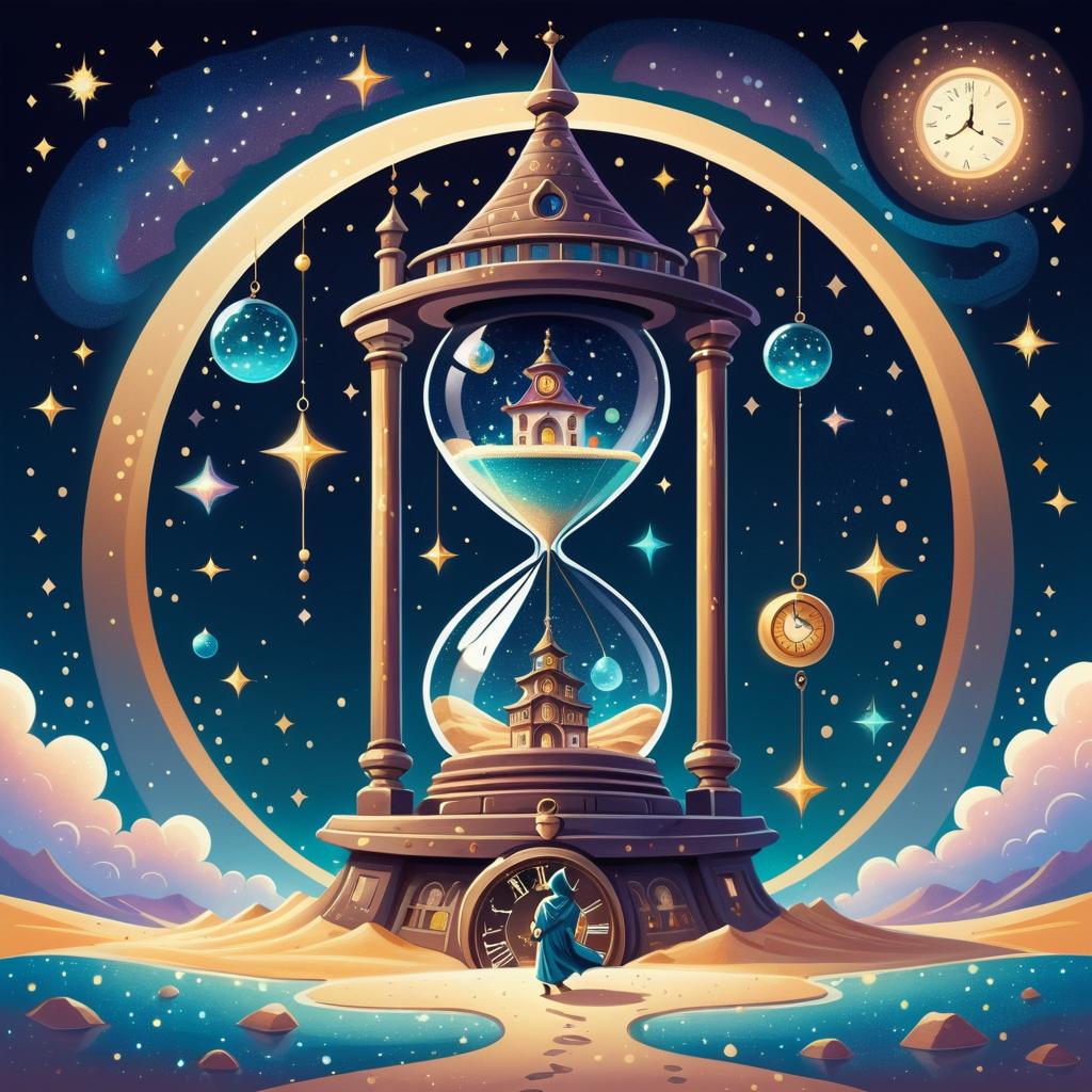 Whimsical Timekeeper in a Starry Clock Tower