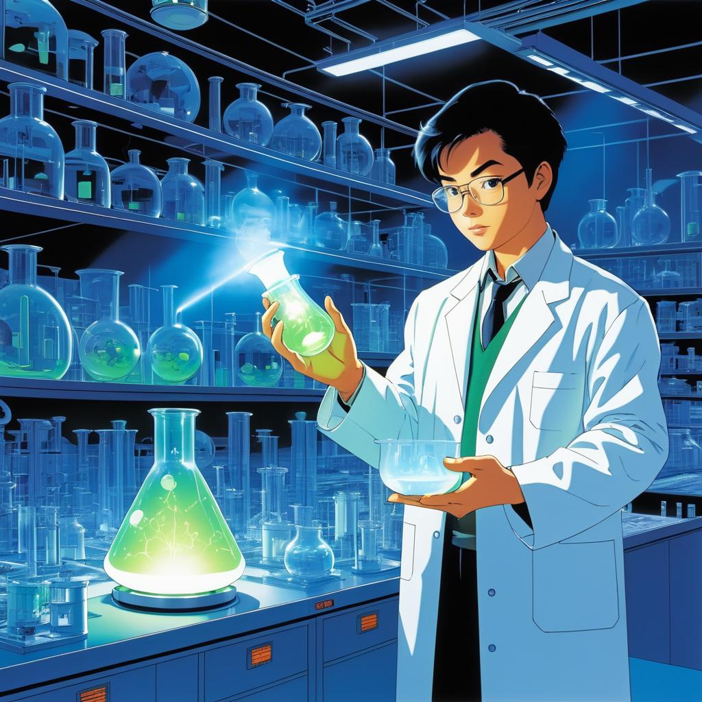 Determined Scientist in High-Tech Lab