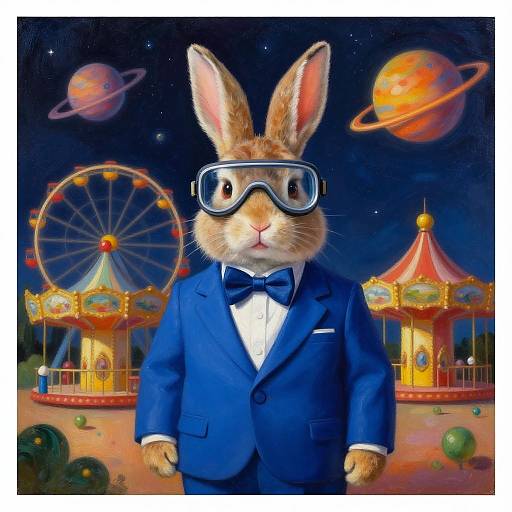 Surreal Cosmic Rabbit in Suit