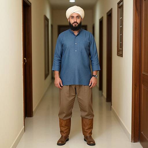 Bearded Man in Turban Hallway