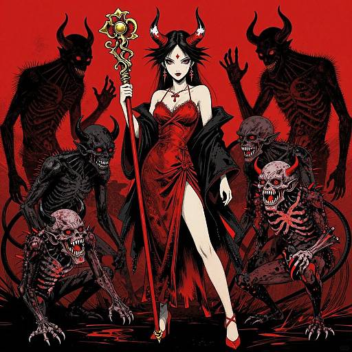 Surreal Devilish Woman with Demons