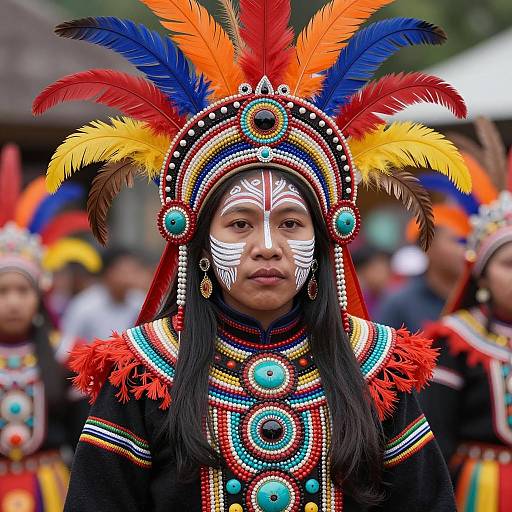Vibrant Indigenous Woman at Ati Atihan