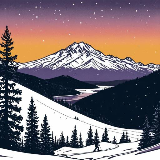 Mid-century Style Cascade Mountains Sunset