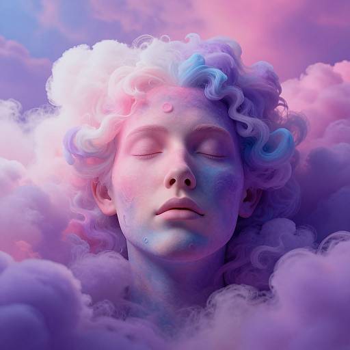 Surreal Psychedelic Portrait in Clouds